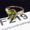 Ladies 2 Ct Peridot Oval Solitaire w 2 Diamonds 3 grams 10K YG Size 7 Richline