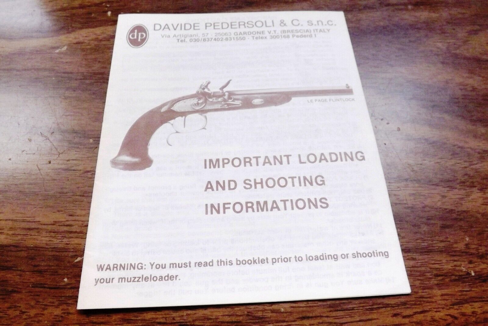 1980s Pedersoli Instruction Manual for Muzzleloading Rifles Pistols Shotguns Eng