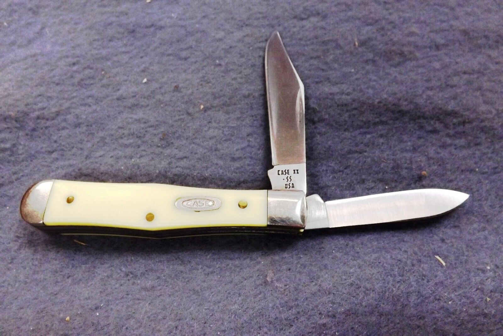 1989 Case 2 Blade Yellow Handle Coke Bottle Knife Exc Stainless 3225 1/2 1 Dot