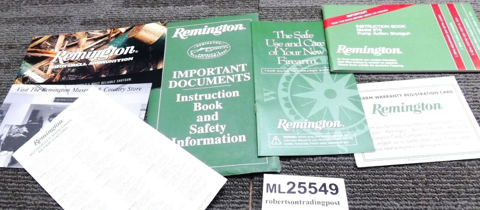 1999 Remington Manual, Repair, Regist., Safety, Museum, Ammo, Env. 870 7 Docs