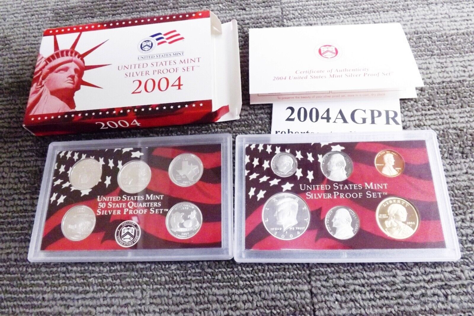 2004 Silver Proof Set Dime 5 Quarters and Half in 90% Silver Mint Case with Cert