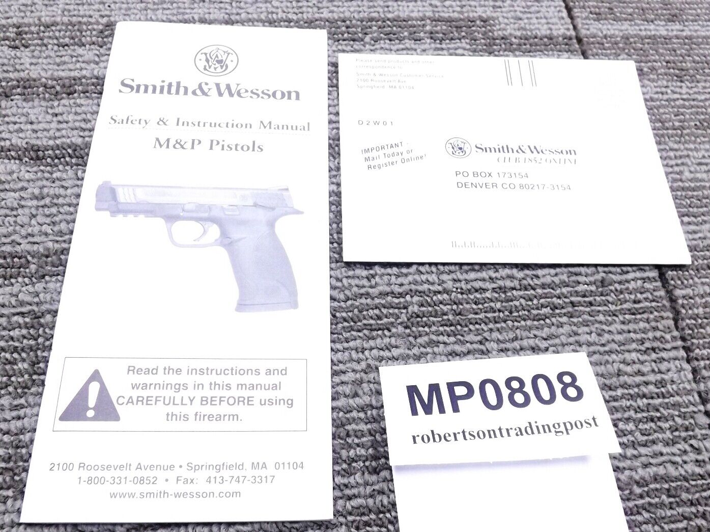 2008 Smith & Wesson M&P Instruction Manual & Factory Registration S&W 2 Docs