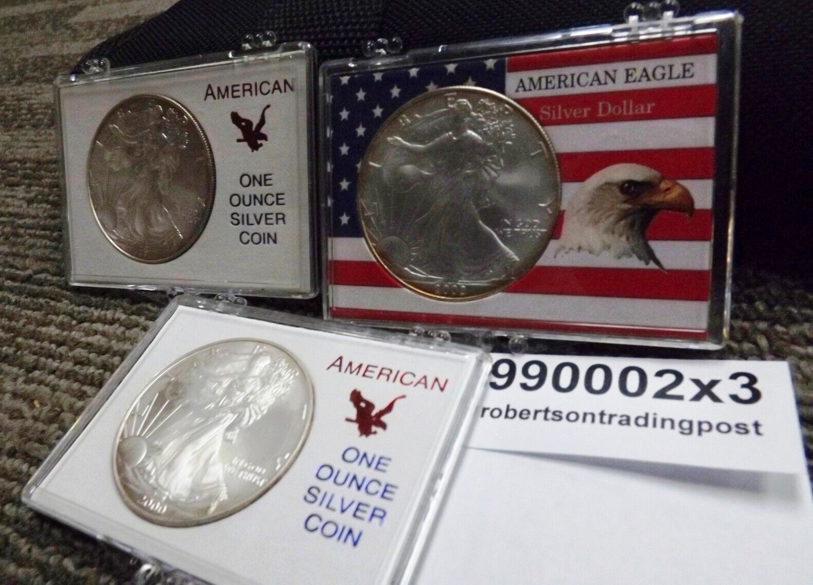 3 US Silver Eagle 1 oz .999 Silver Rounds 1999, 2000, 2002 BU $39 ea Free Ship