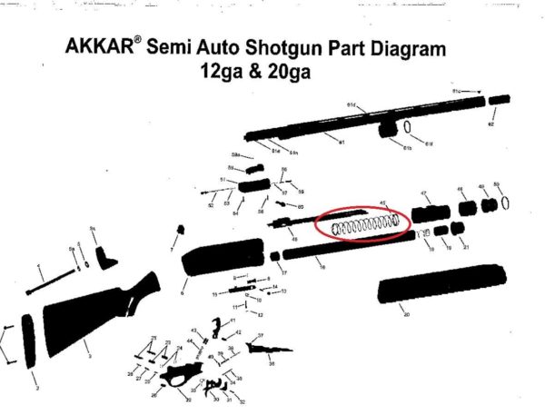 Akkar Charles Daly 12 gauge model 600 601 Auto Shotguns Action Spring view 45 - Image 6