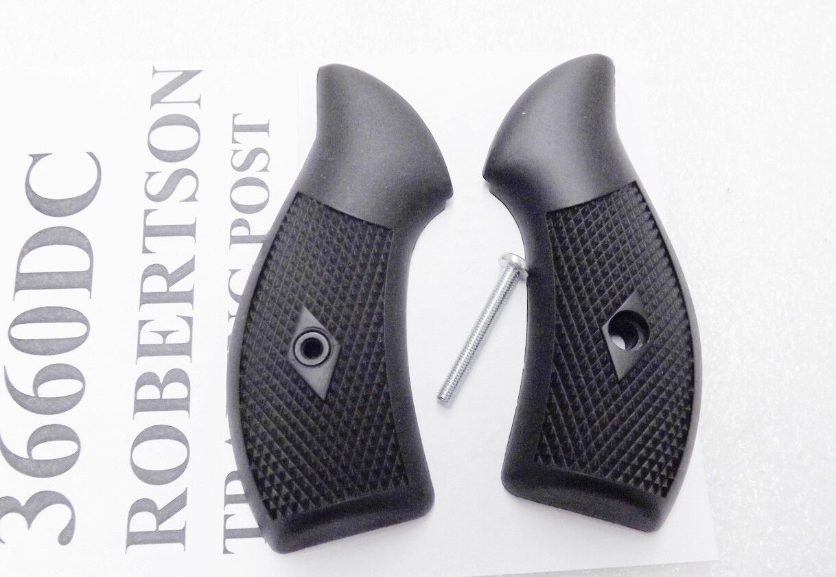 Checkered Grips fit Smith & Wesson J Round 36 60 640 642 Black Dura Coat polymer