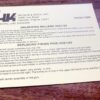 Heckler & Koch 1993 Lifetime Warranty Card Unissued Sterling + Roller, Chantilly - Image 5