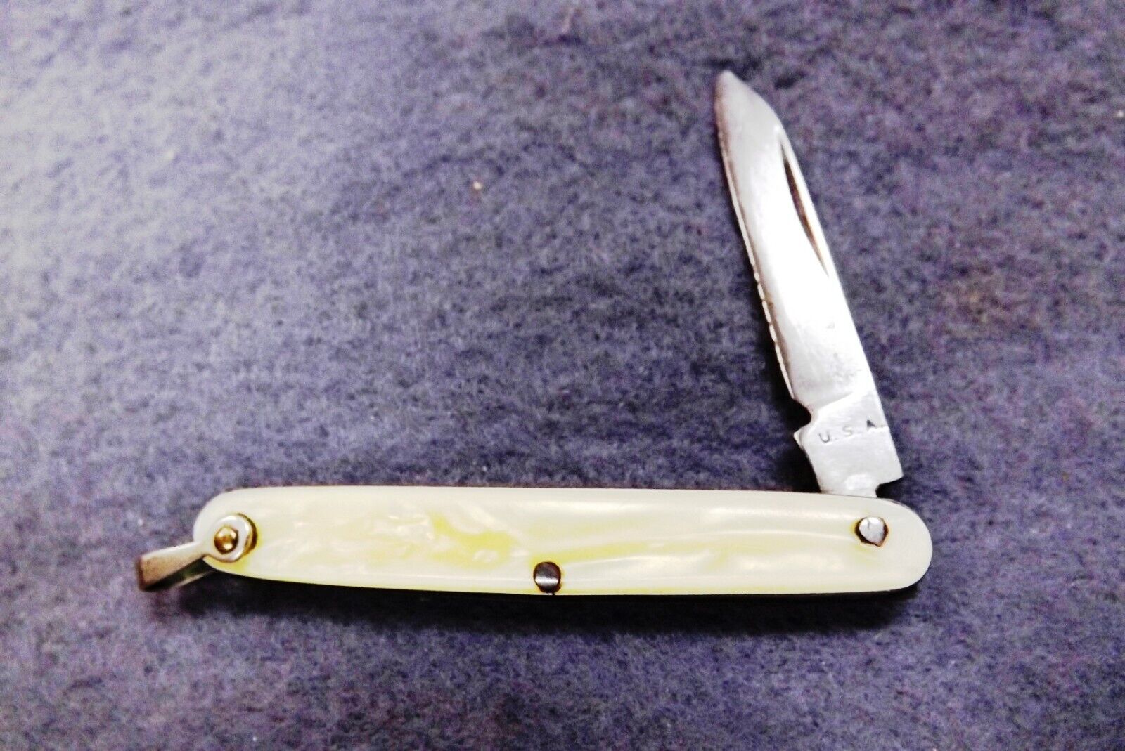 USA Imperial 1 Blade Fob Pocket Knife 1940s Exc Imitation Pearl