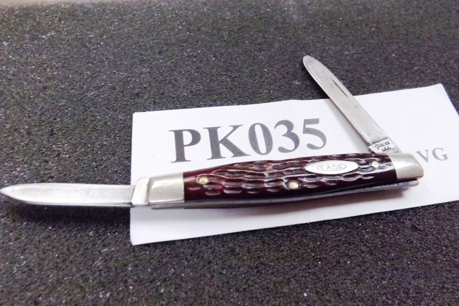 1971 Case 2 Blade Pen Pocket Knife VG Red Brown Bone 9 Dot Spear Pen