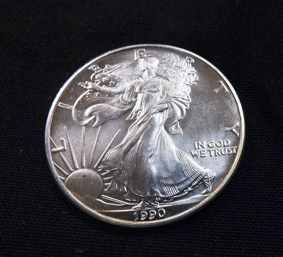 1990 US Silver $1 Eagle .999 Fine Uncirculated $5 Ship