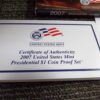 2007 Presidential Dollar Proof Set 1st Year in Mint Case with Certificate of Aut - Image 4