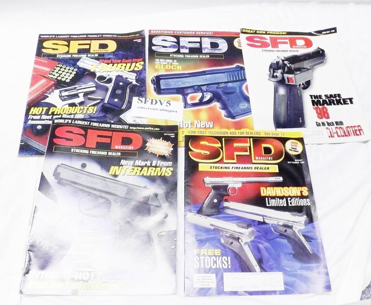 5 Different Stocking Firearms Dealer Magazines 1996 – 1997 $4 each & Free Ship