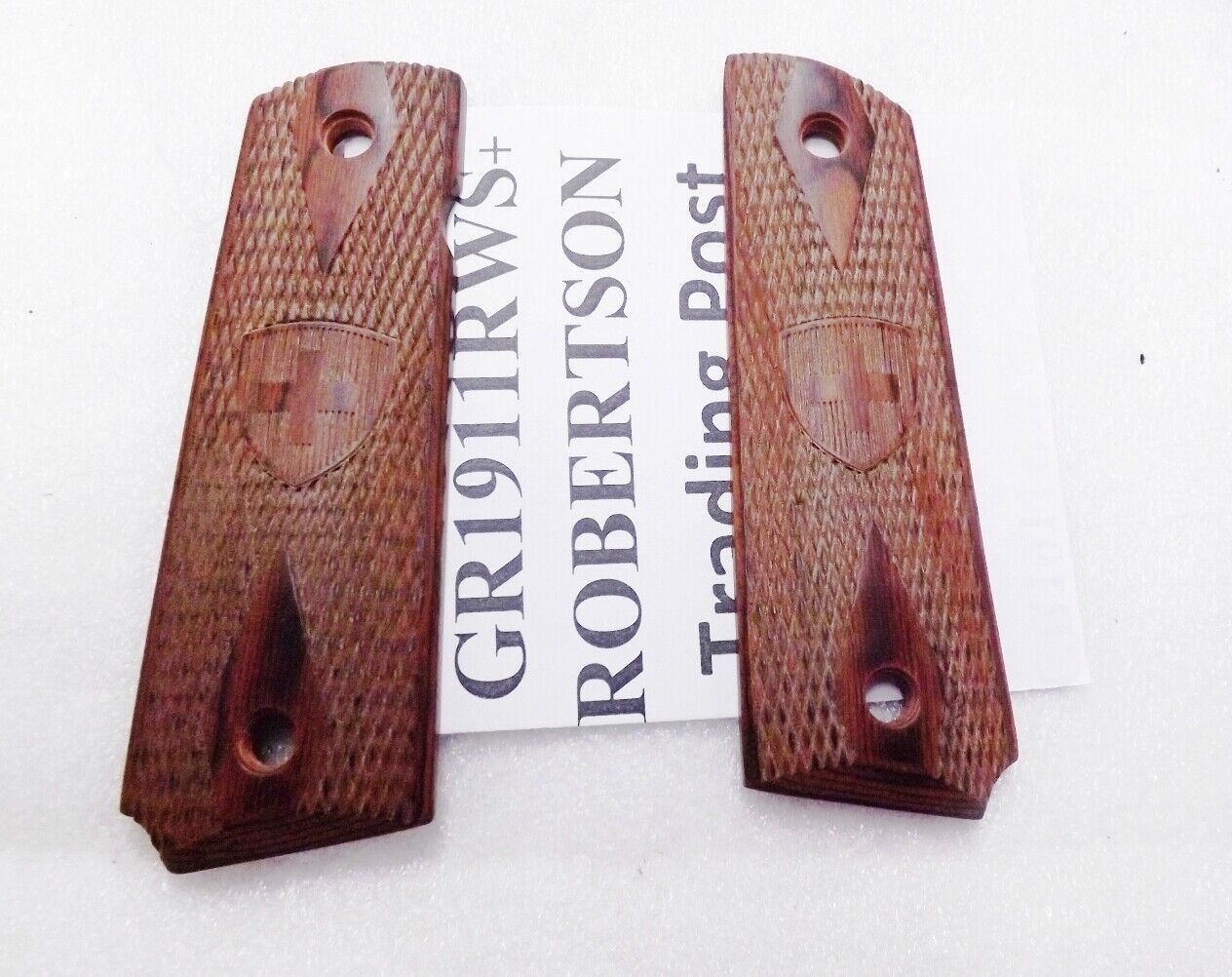 Boondock ty Swiss Saint Cross Rosewood Laminate Grips fit 1911 Government Colt