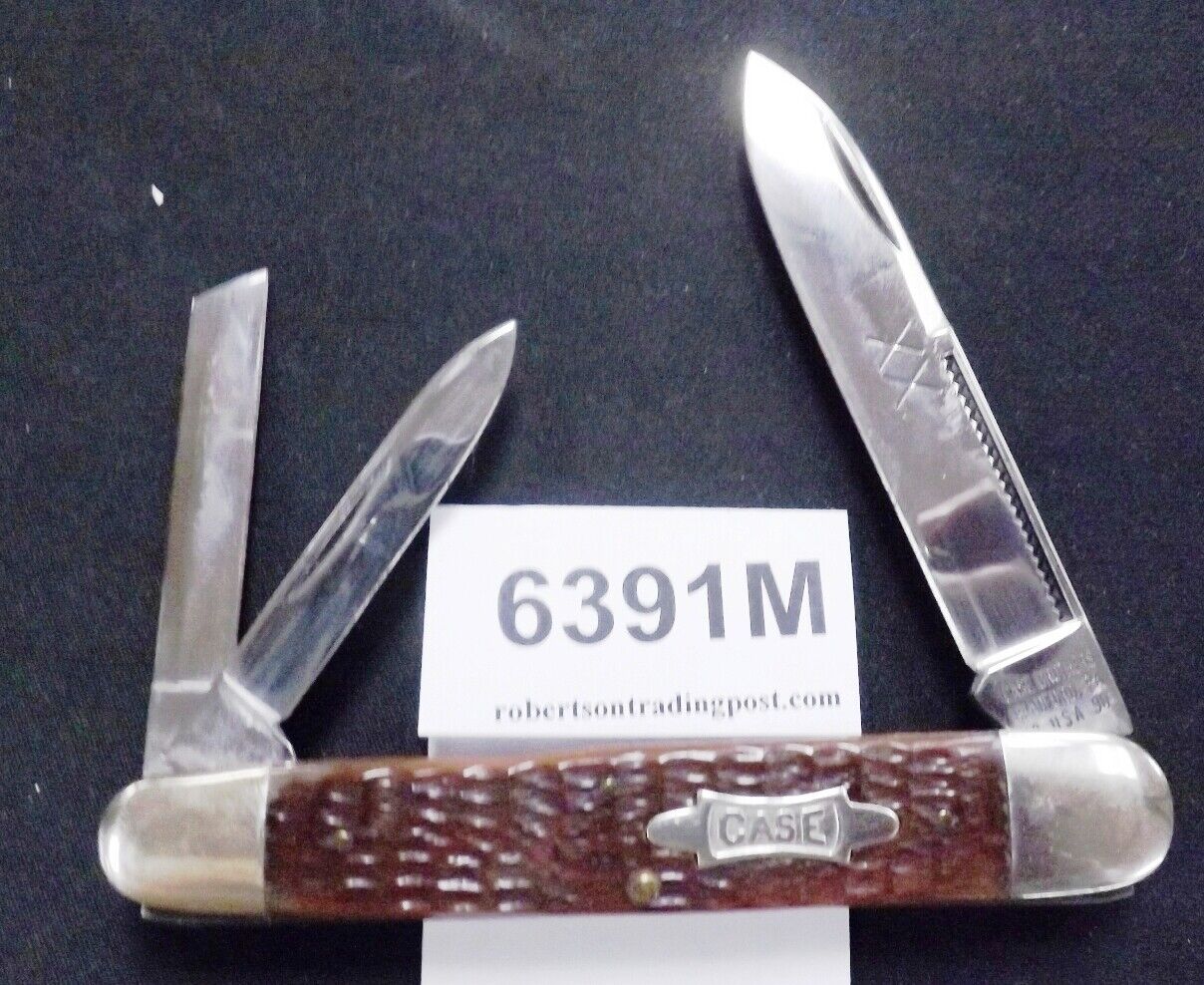 1940 – 1990 Case Classic 6391 Cigar Jumbo 3 Blade Split Back Whittler Knife Bone