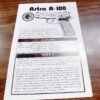 Factory Astra Instruction Manual A100 EAA B&W 8 pages incl Backing