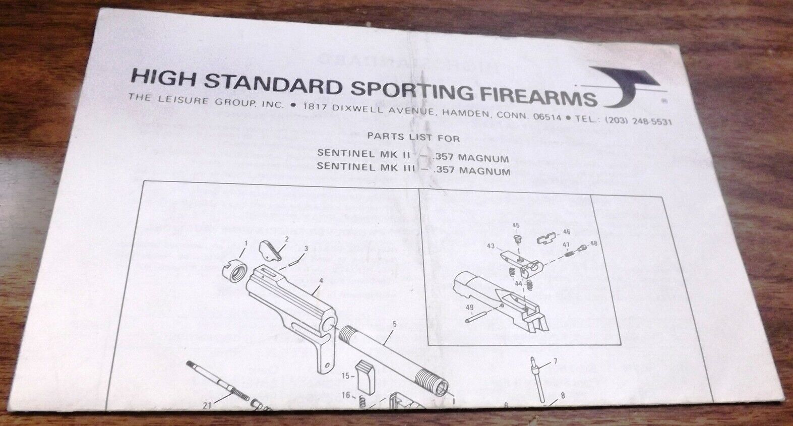 High Standard Instruction Manual Parts List Sentinel Mark II MKIII Revolver 1973