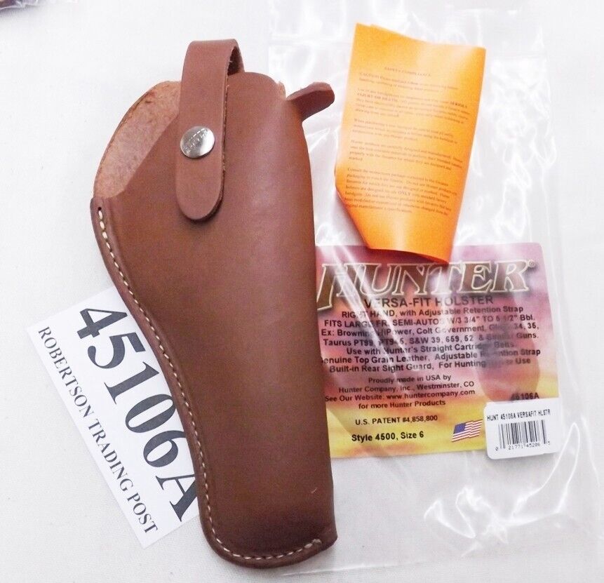 Hunter Co. Classic US Leather Holster 4, 5, 6 inch Auto Pistols 1970s style 4510