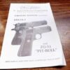 Thompson Auto Ordnance Factory Owners Manual for ZG-51 Pit Bull VG