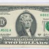 US $2.00 Note 2003-A Federal Reserve Note Declaration Signers Reverse $5 Ship