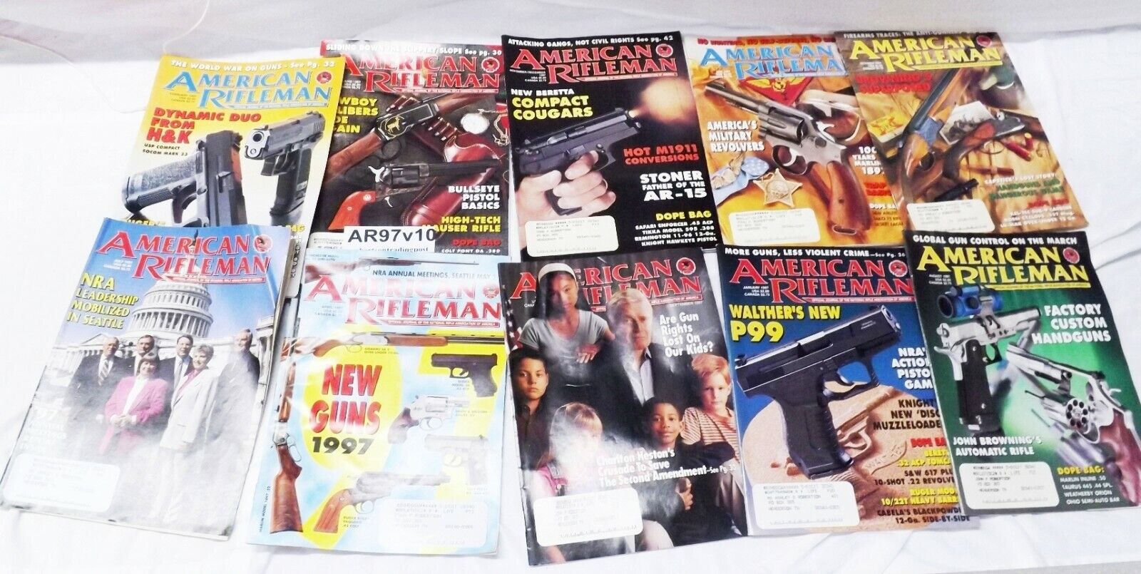 10 Different American Rifleman Magazine 1997 Heston, Performance Center $1.90 ea