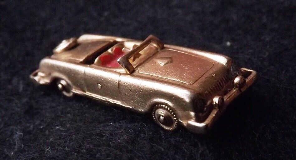 1950s 14K Gold Miniature Car Charm Pendant 5.6 g with Ira Moskovitz Bill of Sale