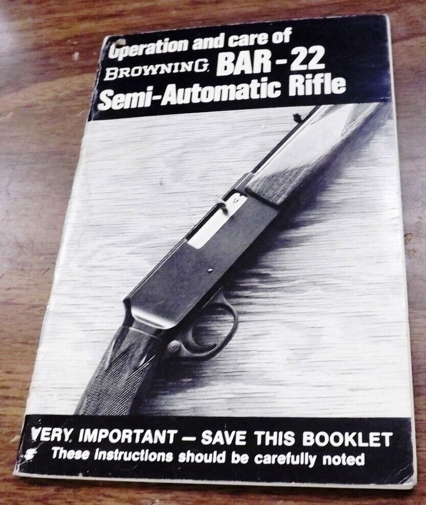 1977 Browning Factory Manual for BAR-22 Semi Automatic Rifle w Reg Card