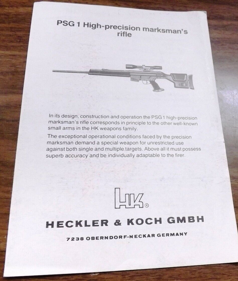 1983 Heckler & Koch PSG1 Spec Sheet Original Paper VG Oberndorf Germany