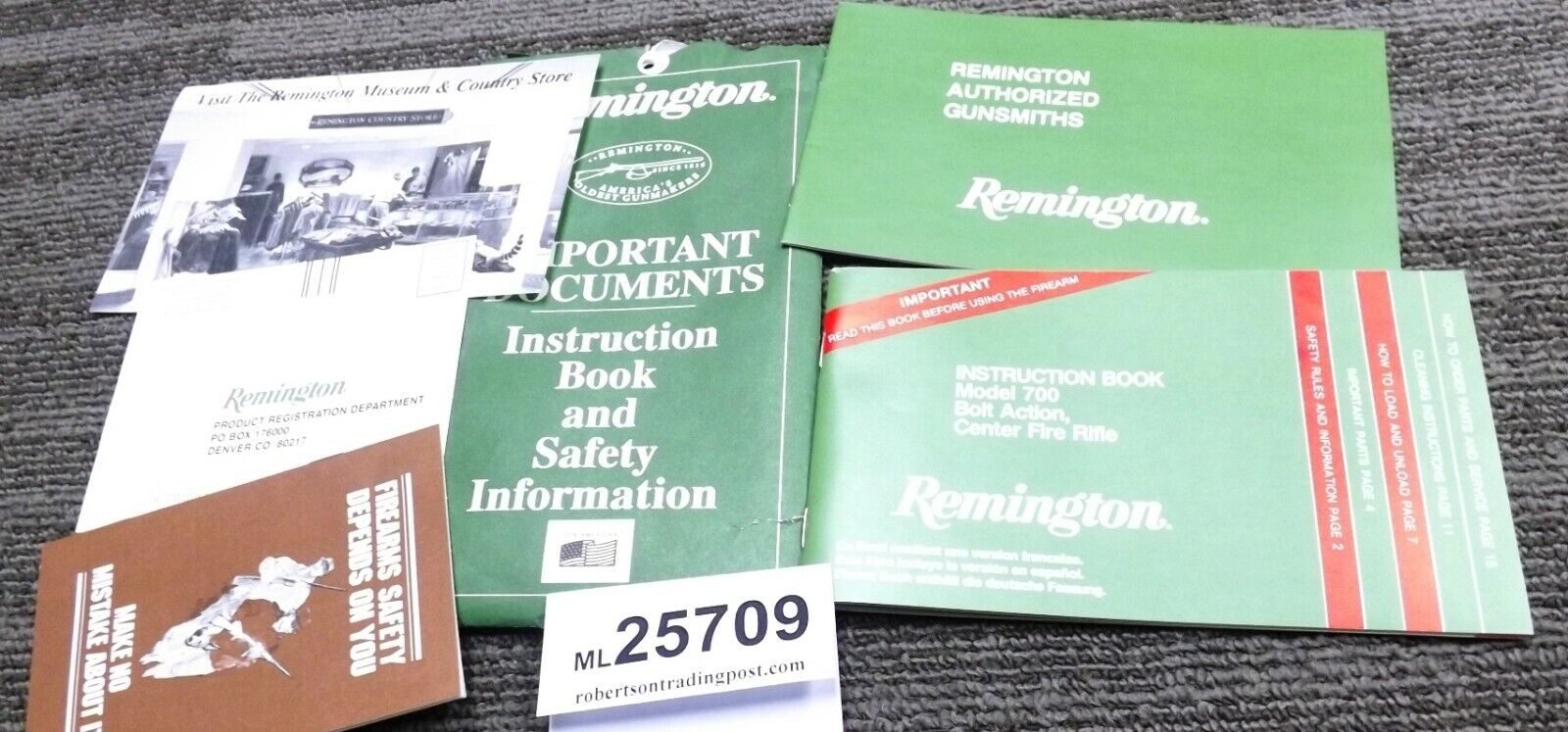 1994 Remington Manual, Reg., Service, Safety, Museum, Envelope 700 Police 6 Docs