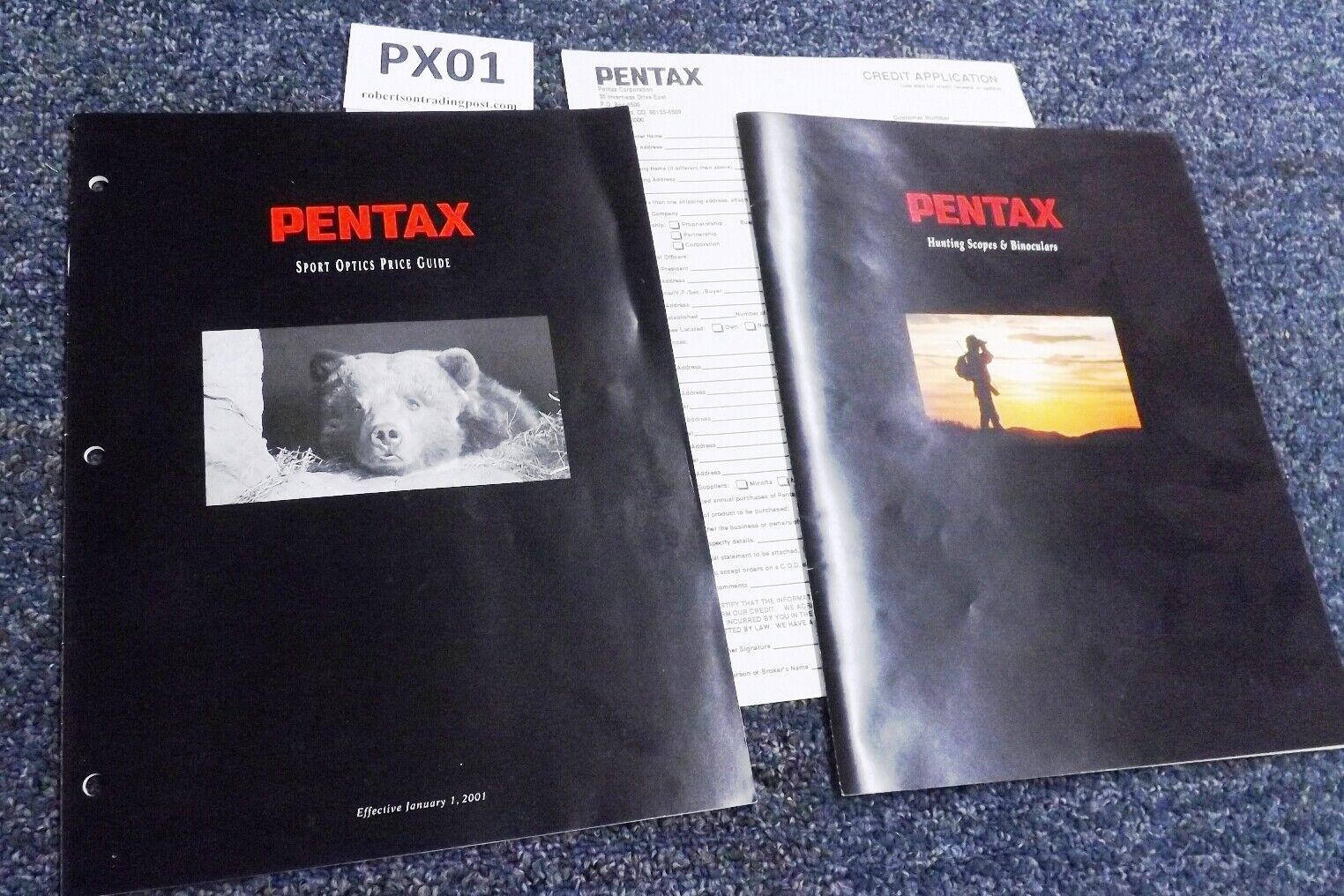 2001 Pentax Hunting Rifle Scopes & Binoculars Catalog, Price List, Credit App