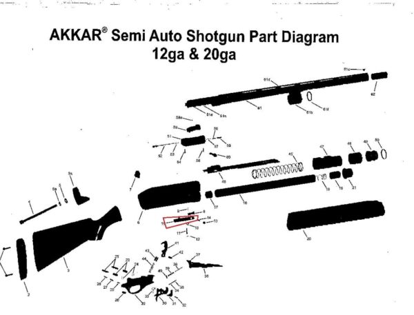 Akkar Charles Daly 12, 20 ga 600 Auto Shotgun Action Release Button Latch Assy. - Image 7