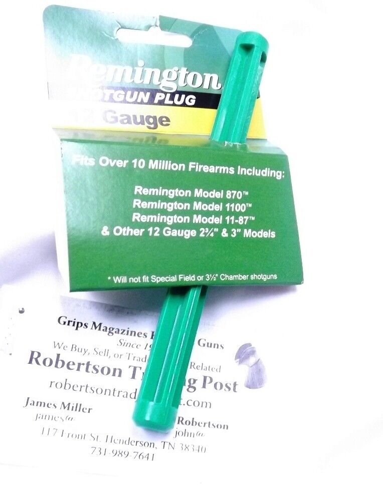 Remington Shotgun Plug Green 5 1/2 inch New F18097 12 gauge 3 shot Adapter