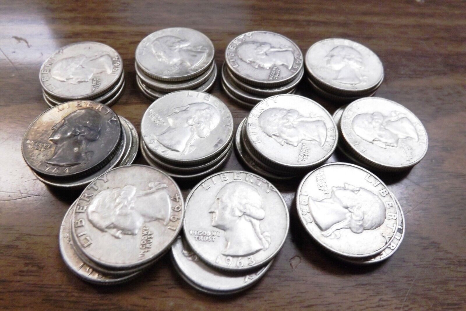 Roll of 40 Washington 90% Silver Quarters 1962, 1963, 1964 XF to AU $7.50 each