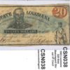 1863 Louisiana $20 Note Very Fine with P.G.T. Beauregard Obverse Confederate - Image 3