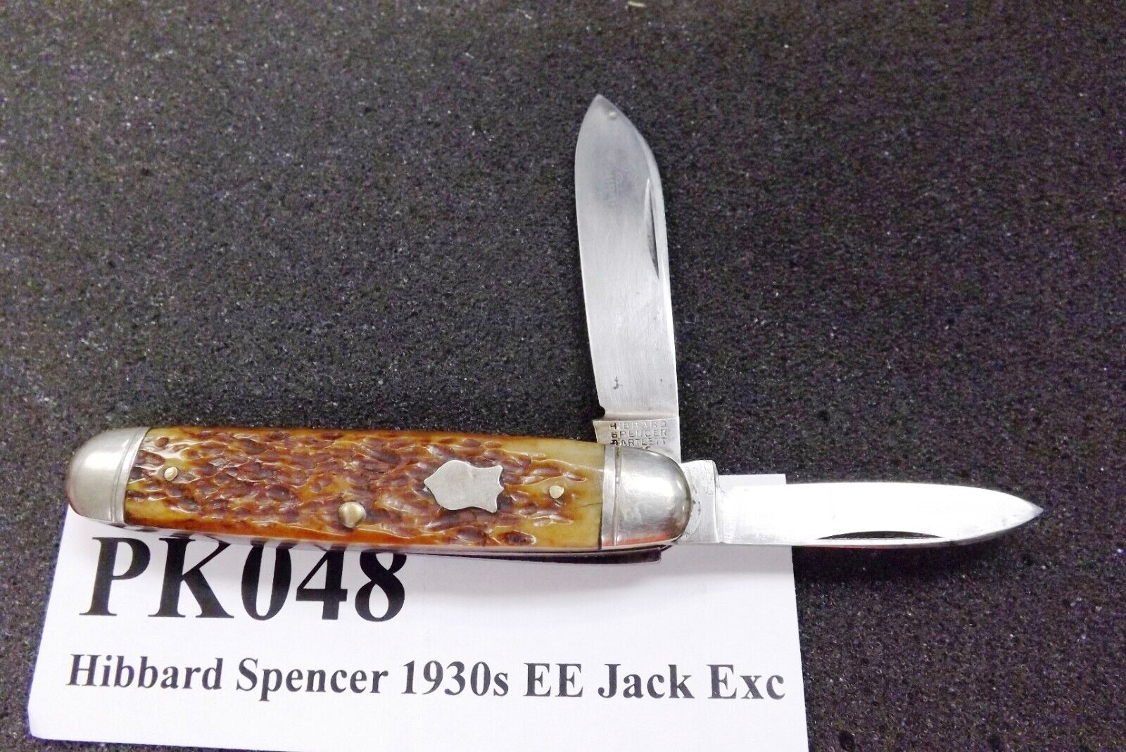 1930s Hibbard Spencer Bartlett 2 Blade Jack Knife Honey Bone Exc Equal End