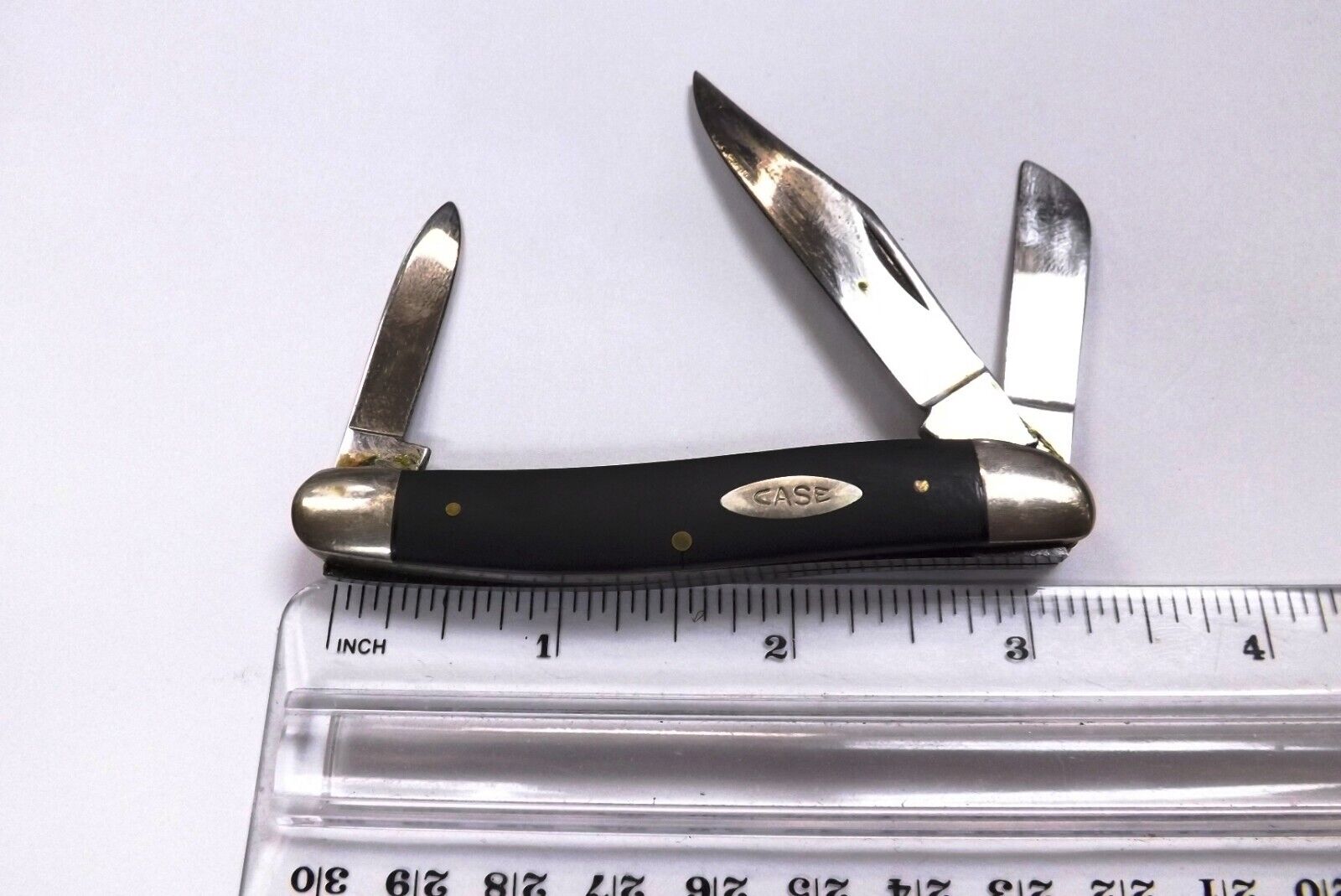 1970s case 63087HE Small Stockman Smooth Black VG 3 Blade pocket Knife