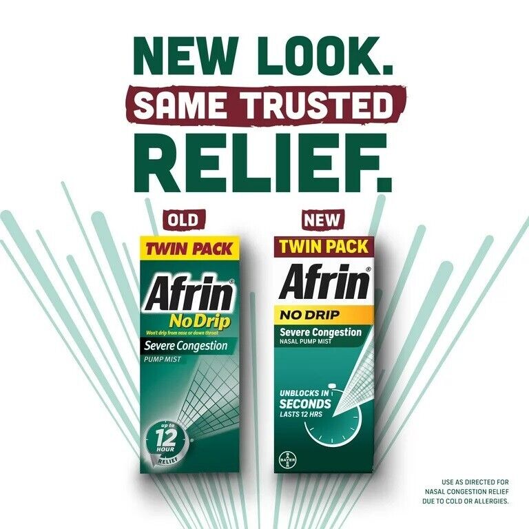 2 15ml Bottles Afrin Severe Congestion Pump $7.45 each Twin Pack 01/25 exp date