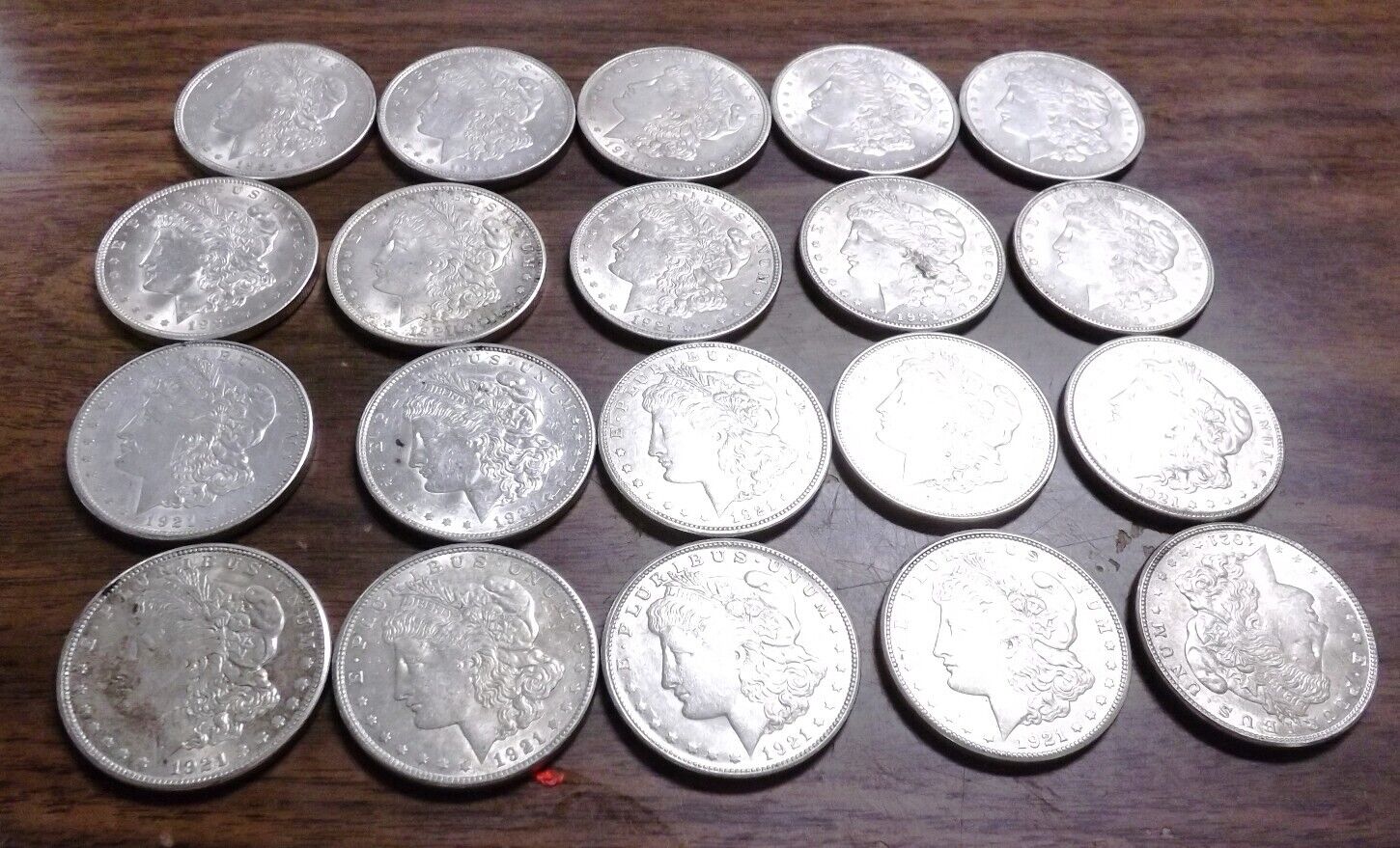 20 Coin Roll of 1921 Morgan US Silver Dollars P D S AU-BU Free Ship