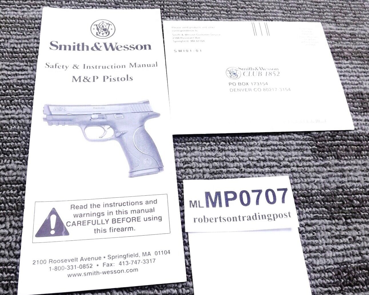 2007 Smith & Wesson M&P Instruction Manual & Factory Registration S&W 2 Docs