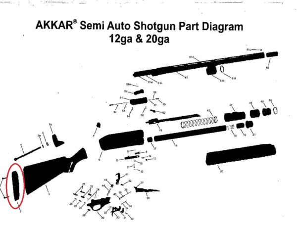 Akkar Charles Daly Recoil Pad 600 635 Autos 12, 20 ga Black Rubber Adult 14 in - Image 6