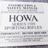 Howa Interarms 1500 Bolt Action Rifle Owners Instruction & Safety Manual ca 1980
