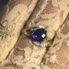 Ladies 1 Ct Sapphire Pear Solitaire  8 Diamonds 2.8 grams 10K YG 7 1/4 Ring Size - Image 4