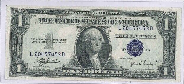 US $1.00 Note 1935-C Silver Certificate Est XF-AU Cond No Motto $5 Ship