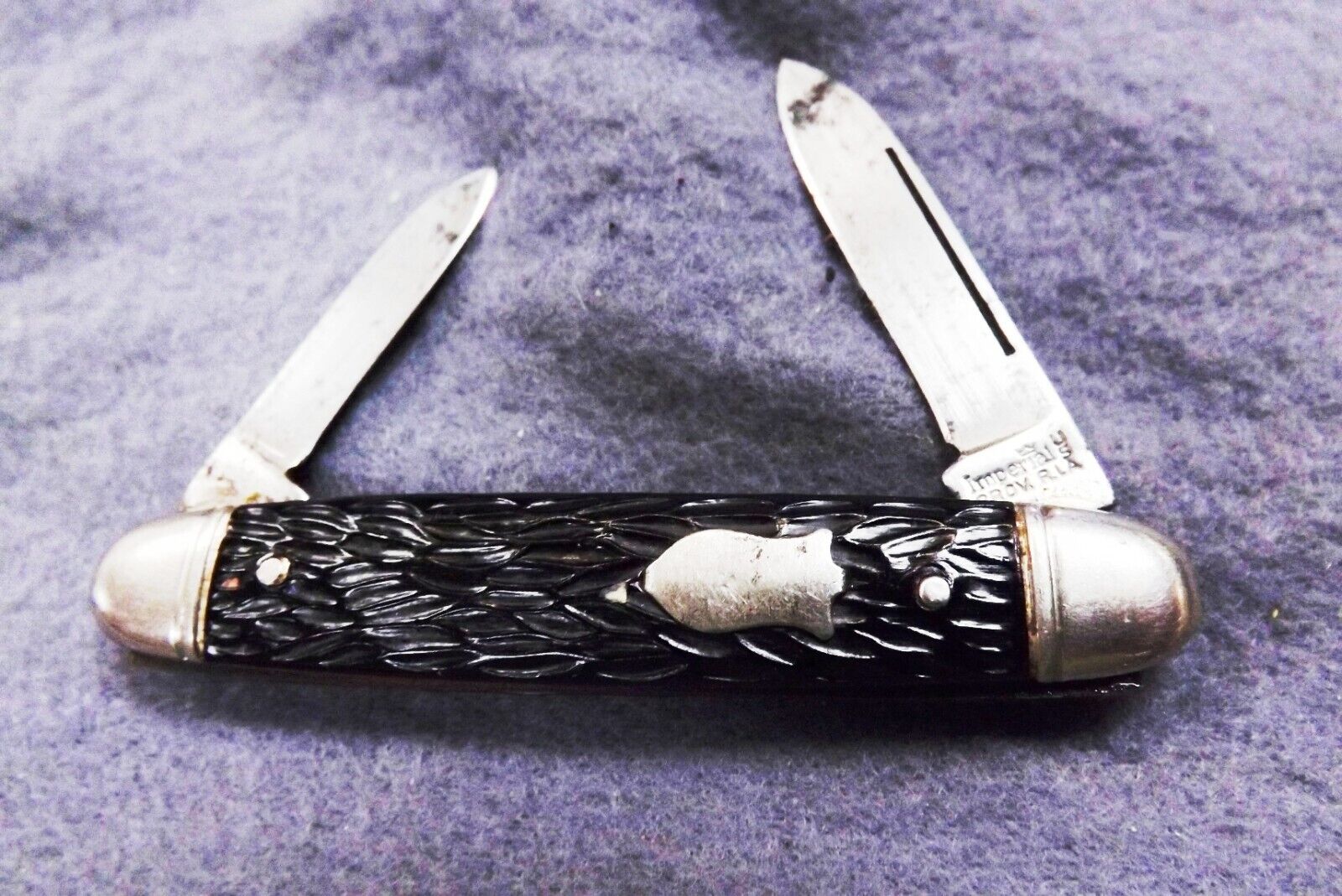 1950s Imperial 2 Blade Pen Pocket Knife Rough Black 2 3/4 in Long Drag Spear