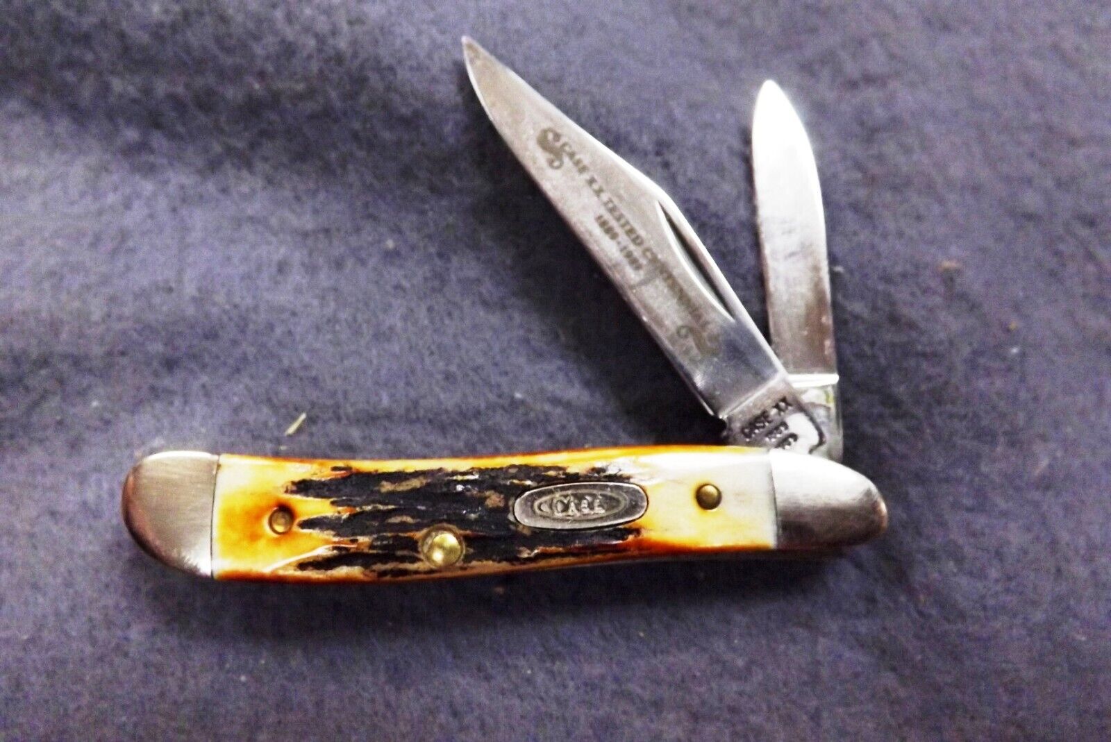 1989 Case 5220 SS Peanut Sambar Stag Handle Pocket Knife XX Tested Centennial