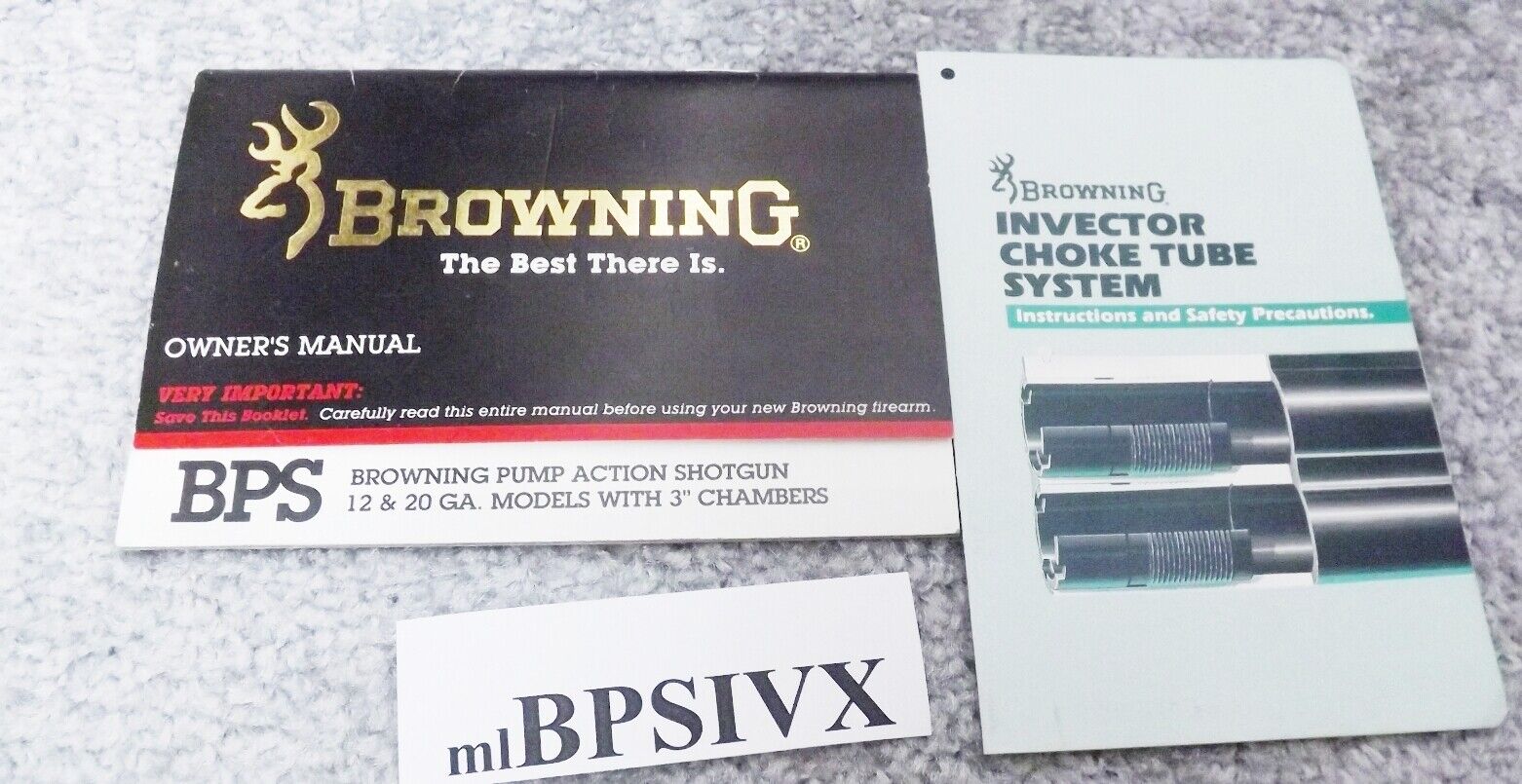 1992 Browning BPS Pump Shotgun Owners Instruction Manual w Invector Card