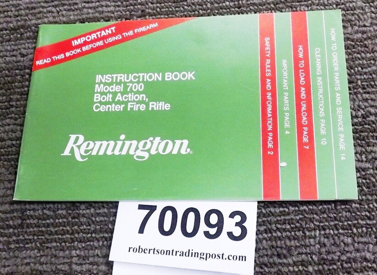 1993 Remington Owner’s Manual Instruction Book for 700 Bolt Action 17 Pages New