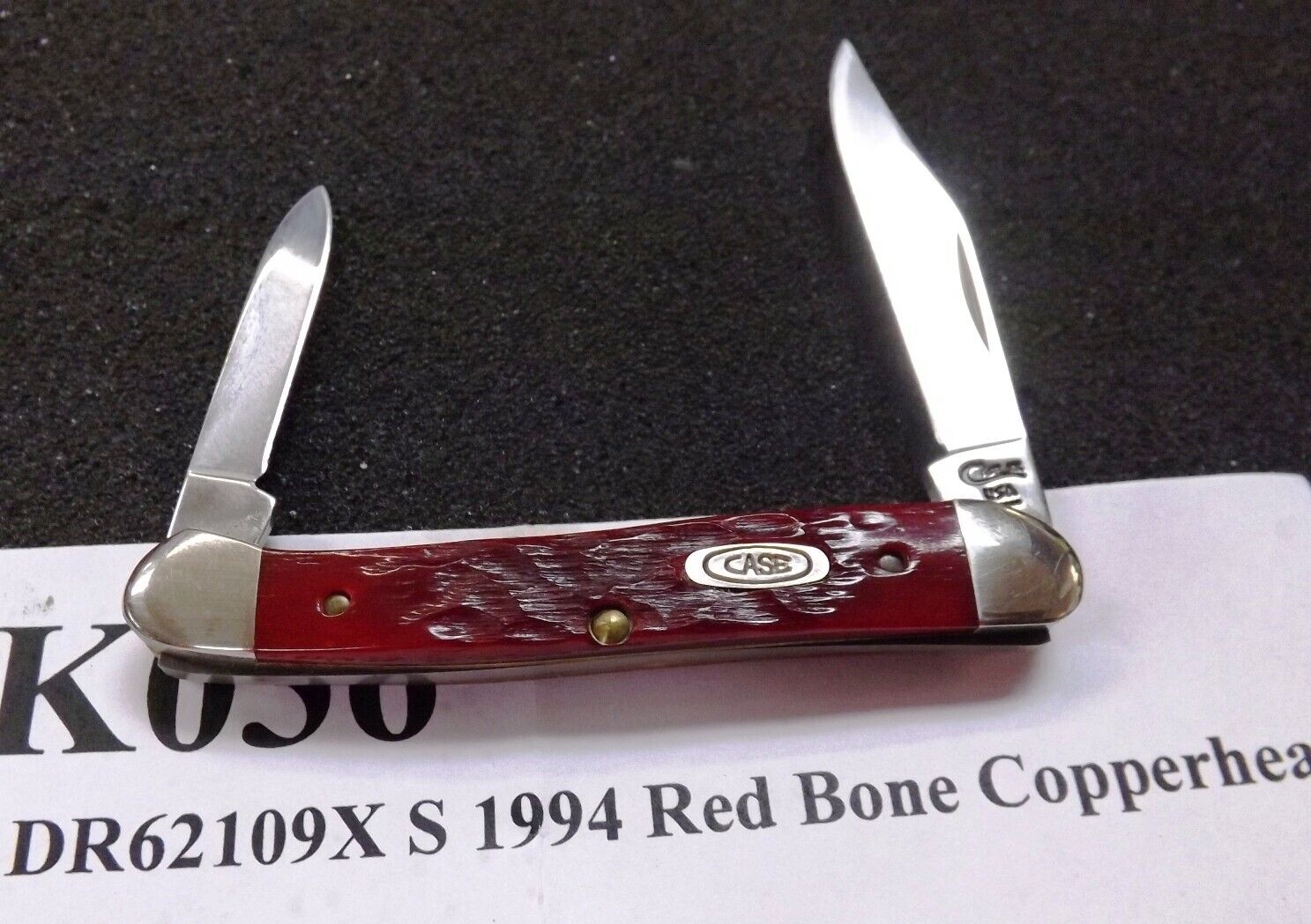 1994 Case 6 Dot Red Bone 2 Blade Pen Knife DR62109XSS  Mini Copperhead