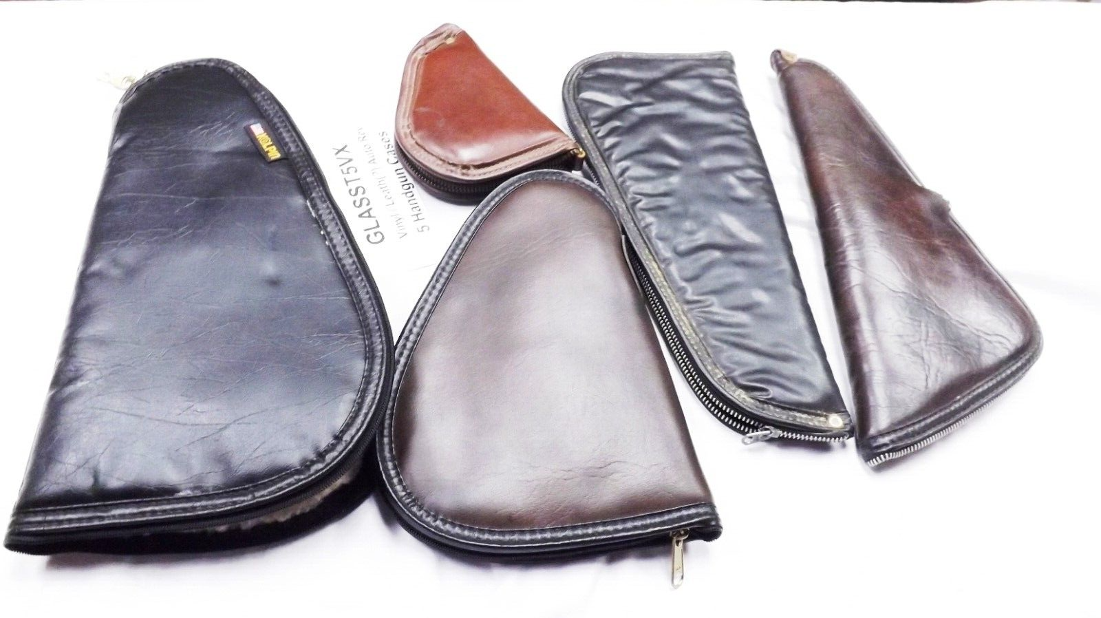 5 Handgun Cases Rugs Zipper Pouch Vinyl 2 to 6 in Revolvers Autos $6 ea