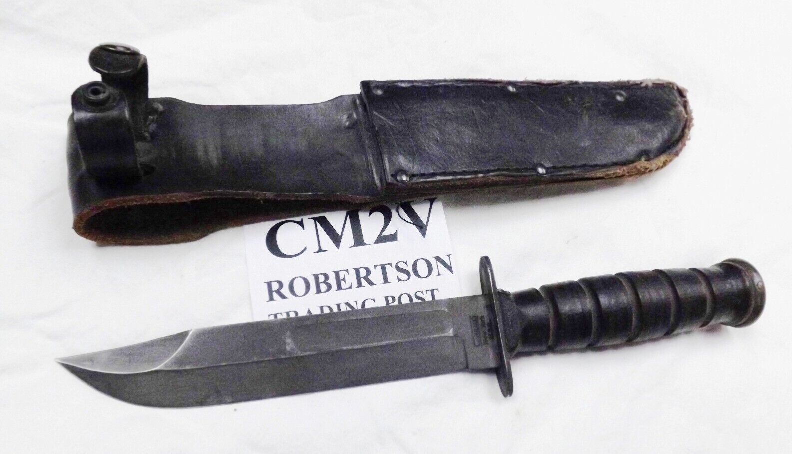 Camillus USA Navy type Fighting Knife 12 inch with Scabbard 1989 Military VG-Exc