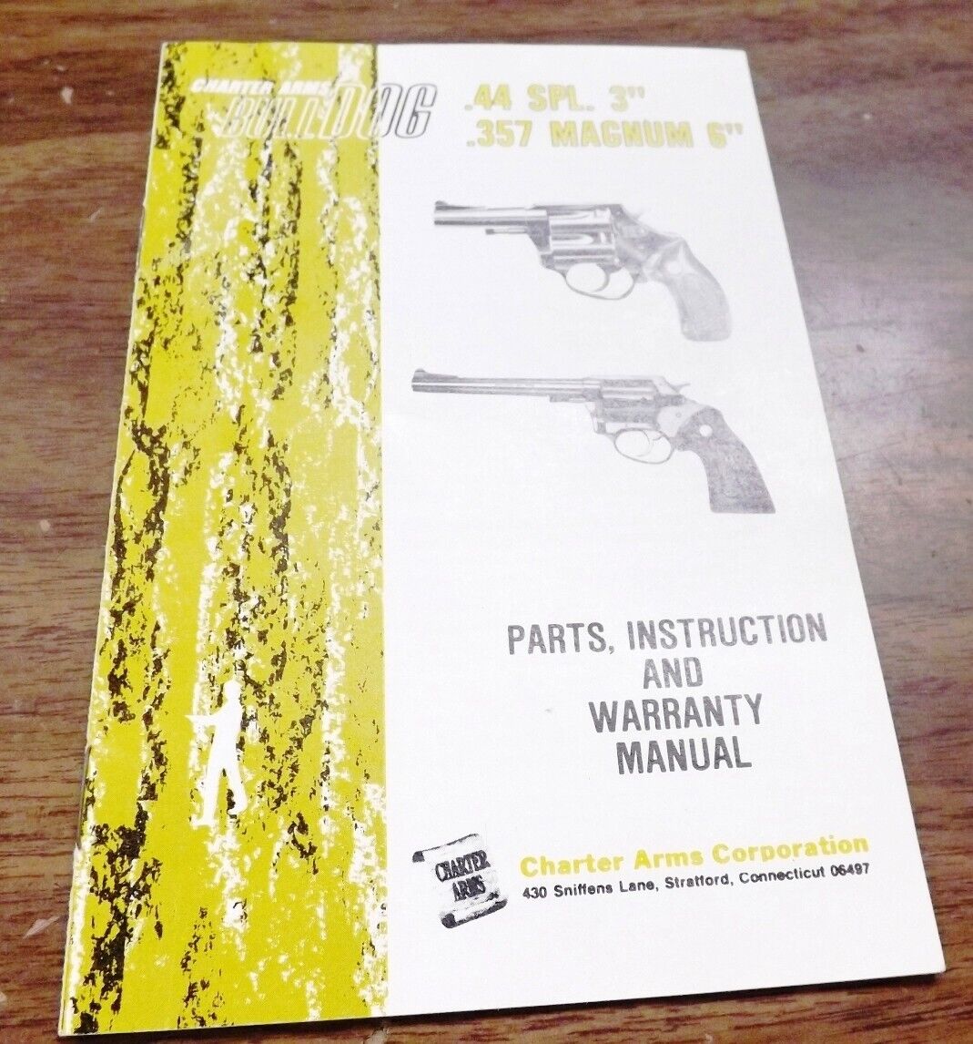 Charter Arms Bulldog .357 or .44 Parts Instruction Warranty Manual Exc Stratford