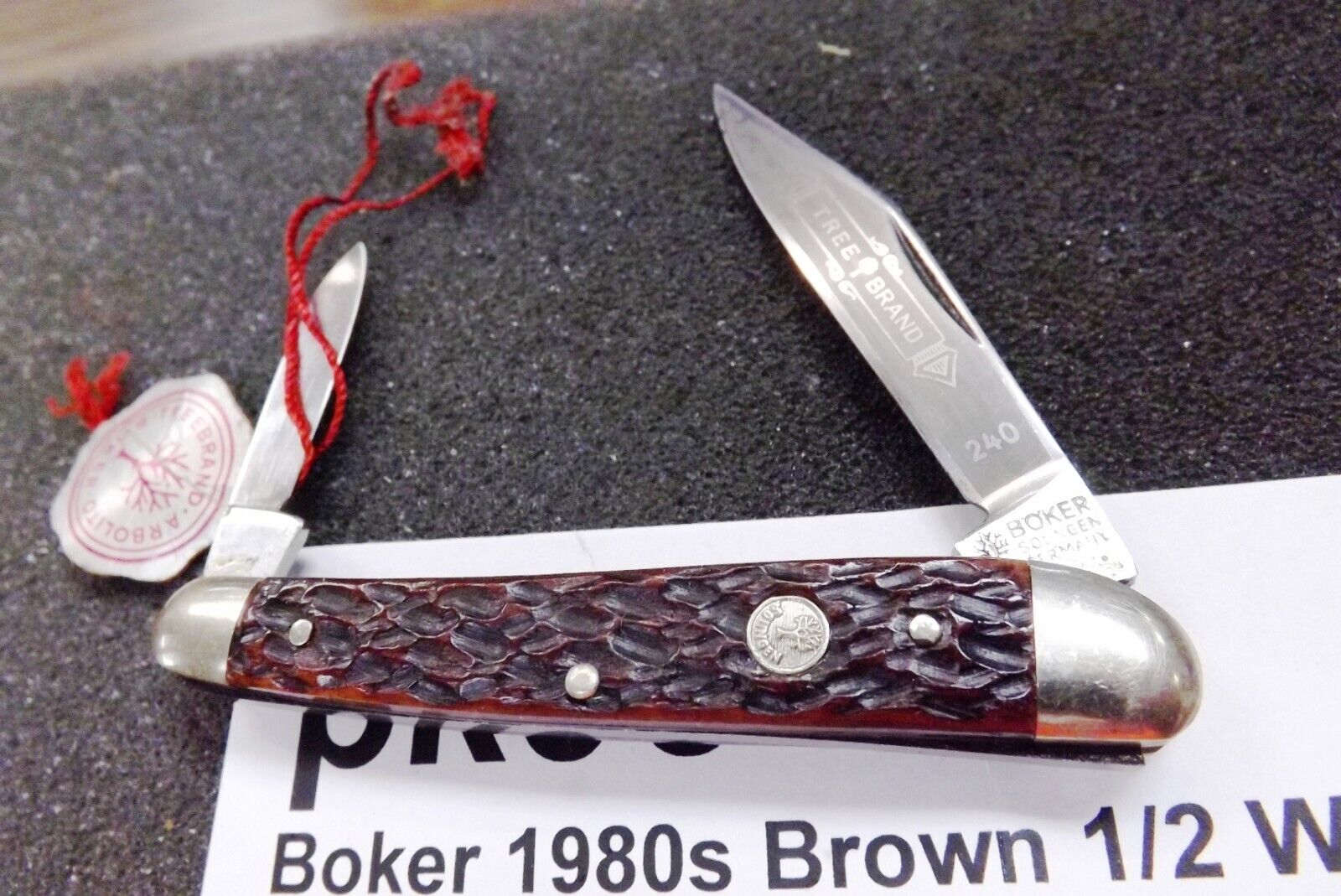 Germany Boker Brown Bone 2 Blade Pen Pocket Knife 240 Half Whittler 1980s Exc